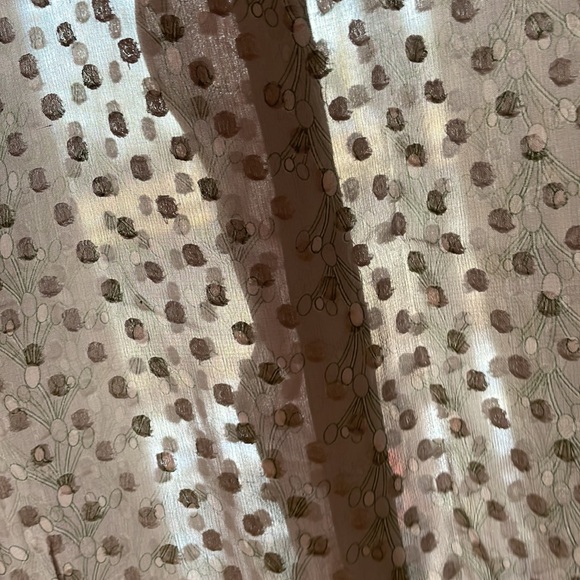 ORIGINAL PENGUIN 100% silk sheer pink gray & green ruffled blouse sz6/8 button - Picture 3 of 8